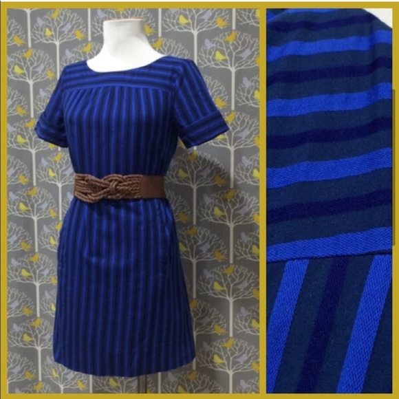 HD in Paris Cerulean Stripe Shift Dress Size: 00 - Picture 12 of 12